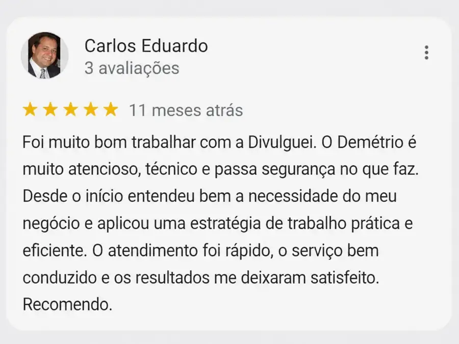 Depoimento de cliente Divulguei