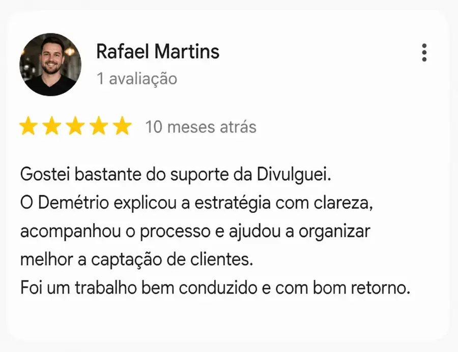 Depoimento de cliente Divulguei